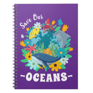 Cuaderno Salva nuestros océanos Flor Ballena Diseño Colorid