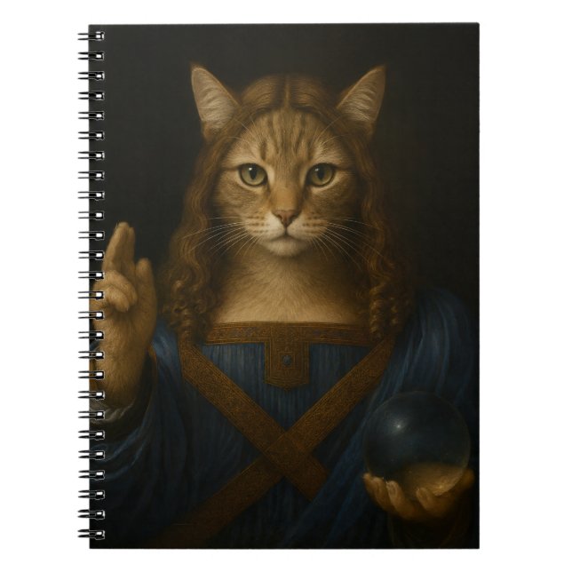 Cuaderno Salvator Mundi Gato Arte Parodia Renacimiento (Frente)
