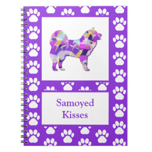 Cuaderno Samoyed Dog Silhouette Paw Purple PY&B