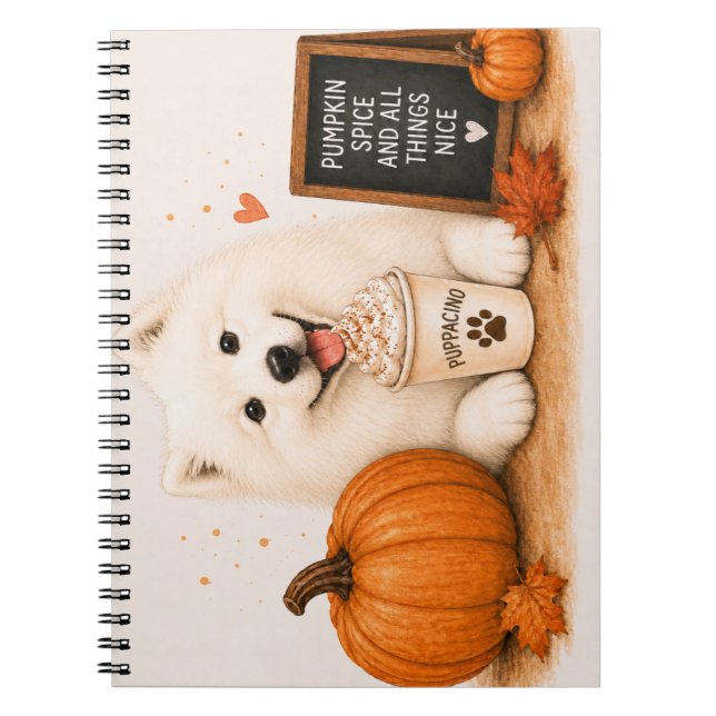 Cuaderno Samoyed Otoño Calabaza (Frente)