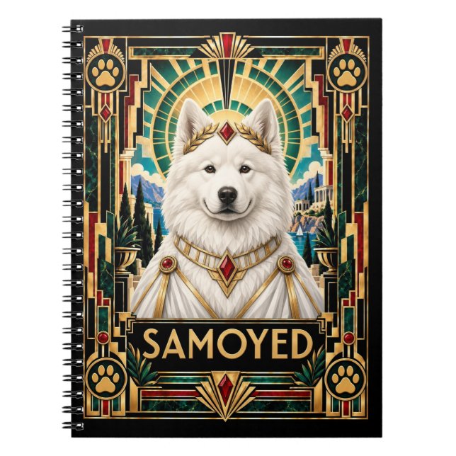Cuaderno Samoyed, Perro Art Déco (Frente)