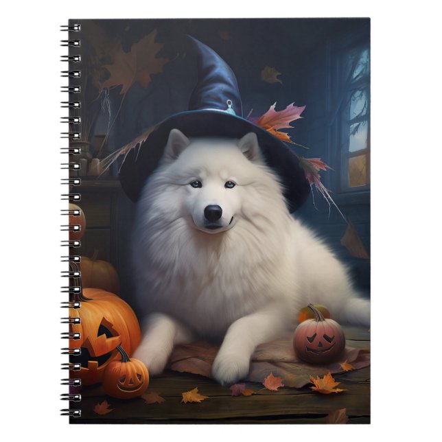 Cuaderno Samoyed Pumpkins Halloween Scary (Frente)