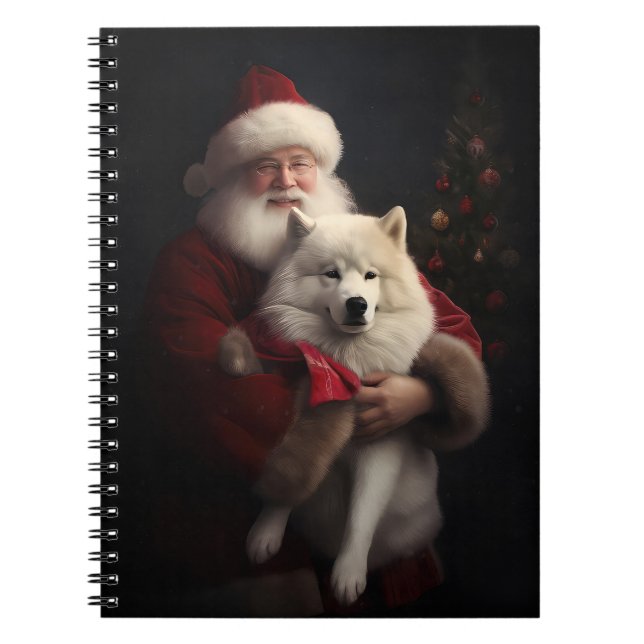 Cuaderno Samoyedo Con Santa Claus Festivo Navidad (Frente)