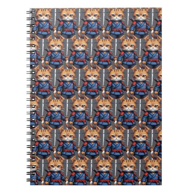 Cuaderno Samurai Cat Pixel Art (Frente)