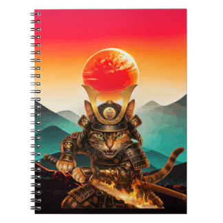 Cuaderno Samurai Cat Warrior Sunset Premium spiral Notebook