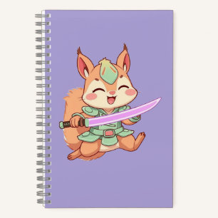 Cuaderno Samurái de ardilla Kawaii.
