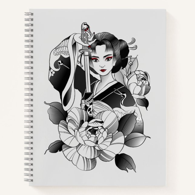 Cuaderno "Samurai Geisha y su Katana" (Anverso)