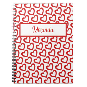 Cuaderno San Valentín Corazón Rojo Moderno Nombre Personali