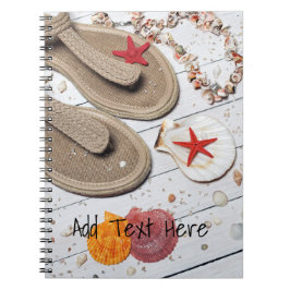 Cuaderno Sandalias, Seashells y Starfish en la playa