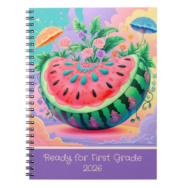 Cuaderno sandía colorida para primer grado 2026 (Frente)