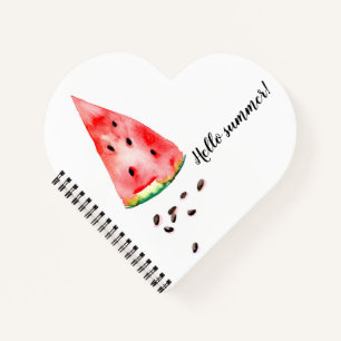 Cuaderno sandía con semillas de diseño acuático de moda.