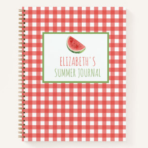 Cuaderno Sandía de Verano y Cuadros de Gingham Rojo