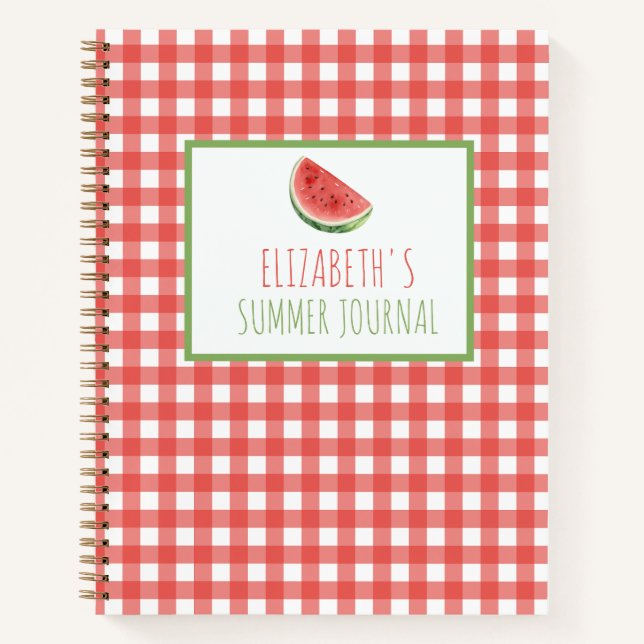 Cuaderno Sandía de Verano y Cuadros de Gingham Rojo (Anverso)
