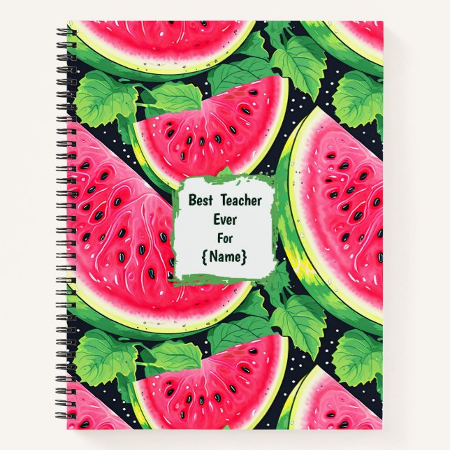 Cuaderno Sandía Personalizada para Agradecimiento a Maestro (Anverso)
