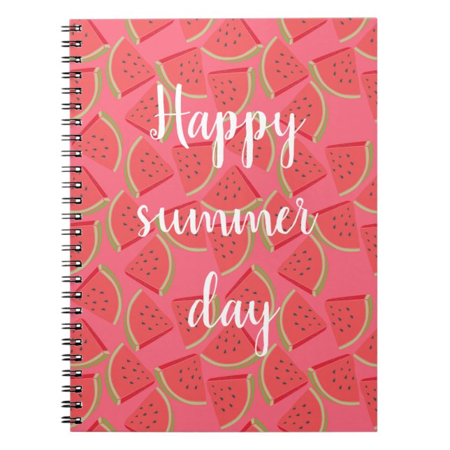 Cuaderno sandía rosa moderna, verano (Frente)