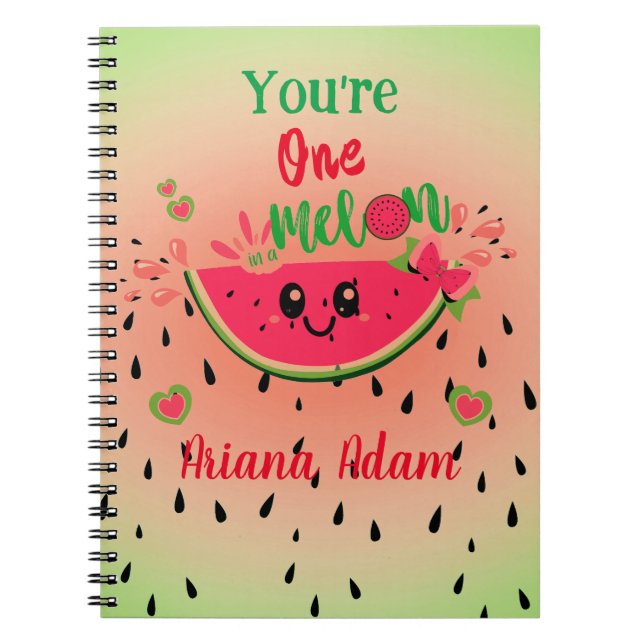 Cuaderno Sandía Uno En Una Sandía Cumpleaños De Una Niña  (Frente)