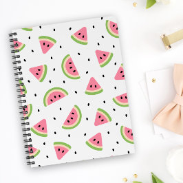 Cuaderno sandías rosas, semillas de sandía, patrón de veran