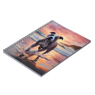 Cuaderno Sandy American Staffordshire Dog on Beach Sunset