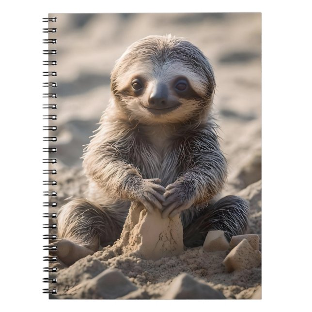 Cuaderno Sandy Shores : Baby Sloth Building Sand Castles, (Frente)