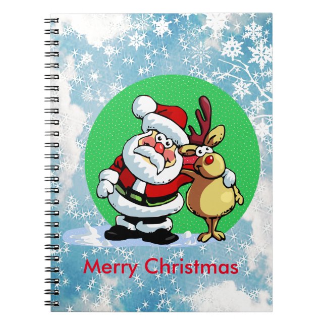 Cuaderno Santa Claus abrazando renos (Frente)