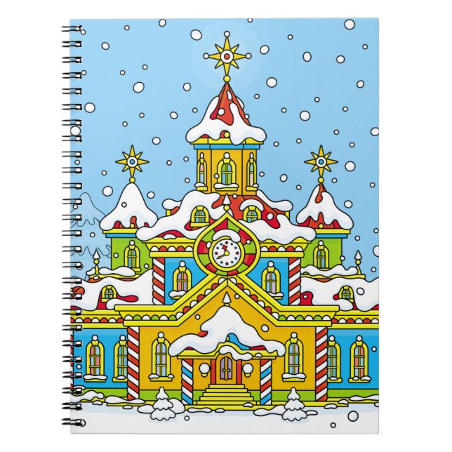 Cuaderno Santa Claus casa, claus, casa, invierno, escarcha, (Frente)