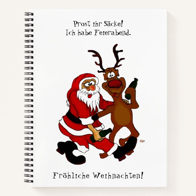 Cuaderno Santa Claus con alce - Navidades felices (Anverso)