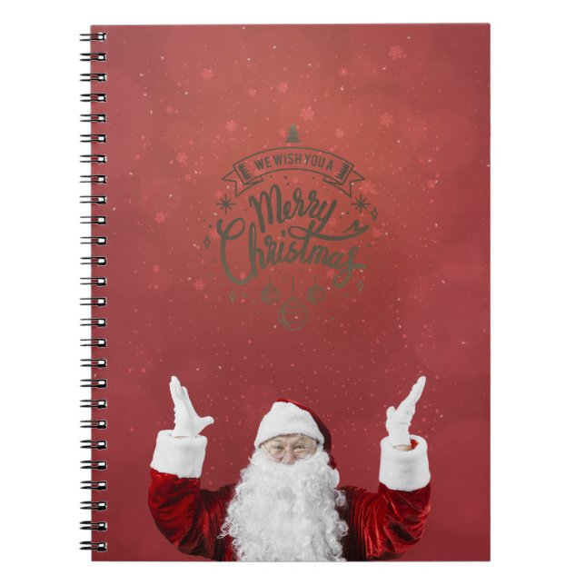 Cuaderno Santa Claus, copos de nieve, rojo (Frente)