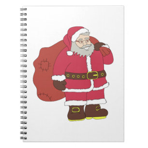 Cuaderno Santa Claus de rojo con bolsa de regalo y anteojos