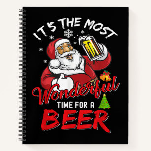 Cuaderno Santa Claus divertido de Navidad bebiendo cerveza