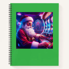 Cuaderno Santa Claus Está Jugando Las Ranuras En El Casino