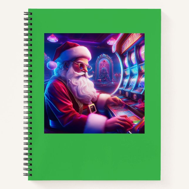 Cuaderno Santa Claus Está Jugando Las Ranuras En El Casino (Anverso)