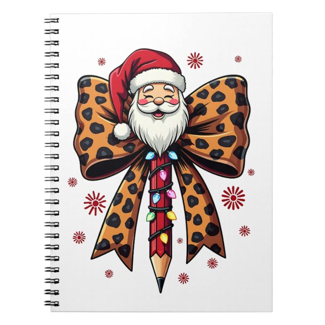 Cuaderno Santa Claus lazo Coquette Escuela Enseñanza  (Frente)