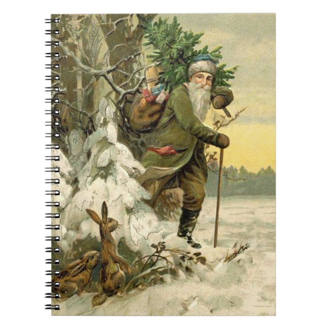 Cuaderno Santa Claus Navidad Victoriano Árbol de Fiesta  (Frente)