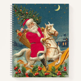 Cuaderno Santa Claus on a wooden horse