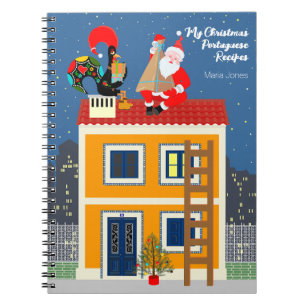 Cuaderno Santa Claus se reúne con el gallo de Portugal