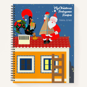 Cuaderno Santa Claus se reúne con el gallo de Portugal