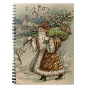 Cuaderno Santa Claus Victoriano con árbol de Navidad