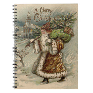 Cuaderno Santa Claus Victoriano con árbol de Navidad