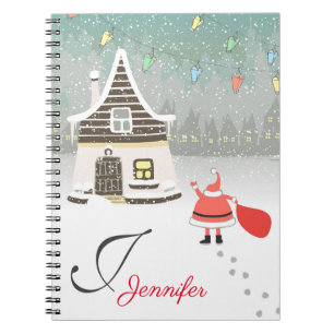 Cuaderno Santa Claus viene a la ciudad Monograma y nombre