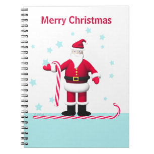 Cuaderno Santa con bastones de caramelo y estrellas