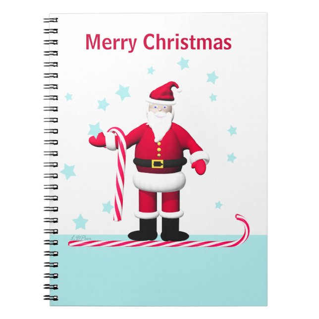 Cuaderno Santa con bastones de caramelo y estrellas (Frente)