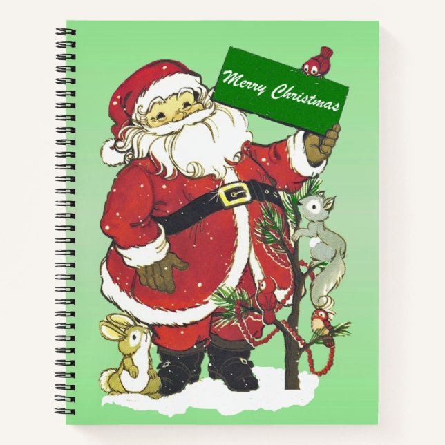 Cuaderno Santa con Navidades Rótulo Pequeños Animales Árbol (Anverso)