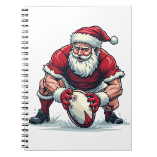 Cuaderno Santa jugando fútbol fantasía jugador de Navidad