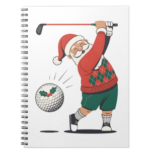 Cuaderno Santa jugando golf jugador de golf de Navidad 
