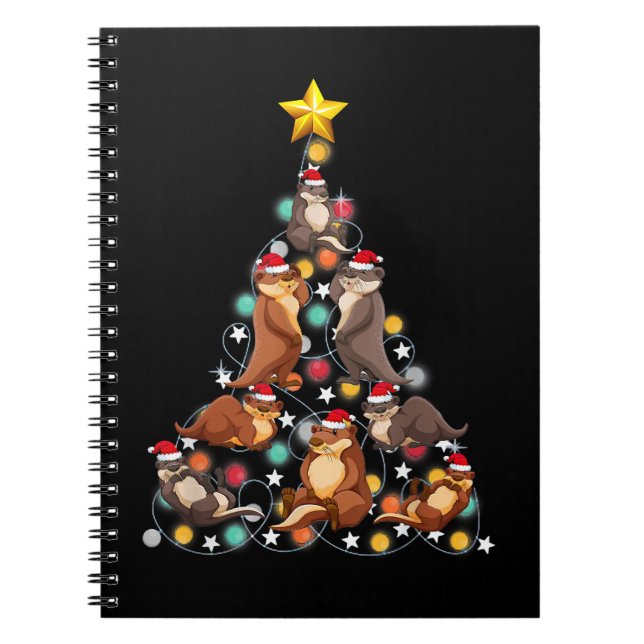 Cuaderno Santa Otters Navidades de Otter divertidos árboles (Frente)