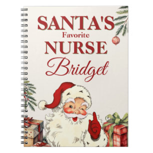 Cuaderno Santa Personalizado Enfermera Favorita Navidad