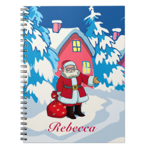 Cuaderno Santa personalizado lindo en una escena del