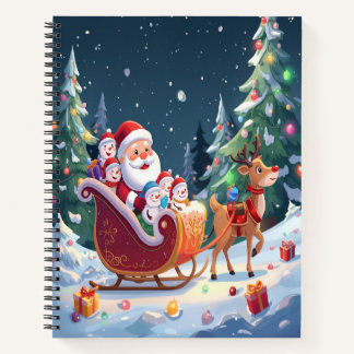 Cuaderno Santa Sleigh Christmas Winter Notebook