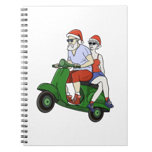 Cuaderno Santa y la Sra. Claus montando una moto