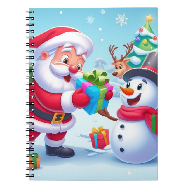 Cuaderno Santa y muñeco de nieve lindos (Frente)